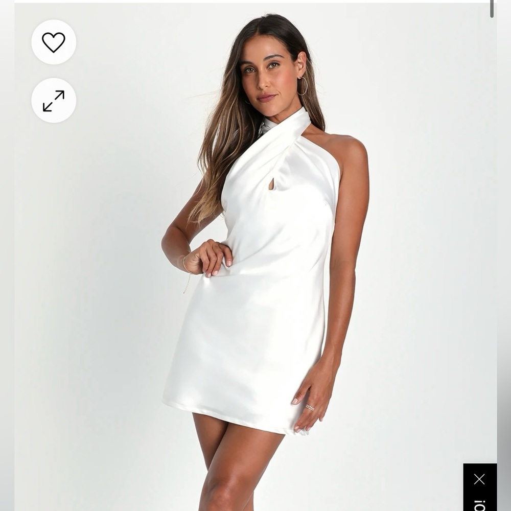 Lulus Beyond Classy White Satin Halter Mini Dress